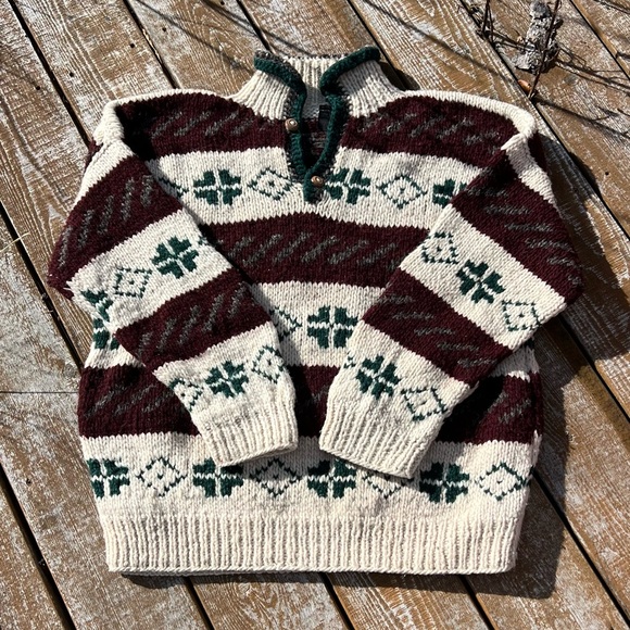 Handmade Sweaters - Chunky Hand Knit 100% Wool Sweater